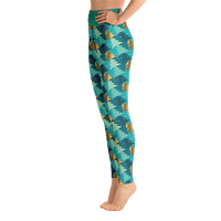 Green and Gold Trees Yoga Leggings