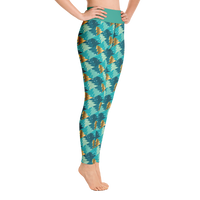 Green and Gold Trees Yoga Leggings