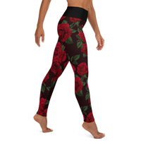 Red Red Rose (Black Band) Yoga Leggings