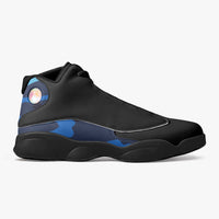 Black Sole High-Top Leather Basketball Sneakers (Black with Blue Camo)