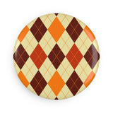 Brown Argyle Magnet, Round (1 & 10 pcs)