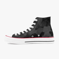 Black Camo High-Top Canvas Shoes - White Sole