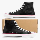 Black Camo High-Top Canvas Shoes - White Sole