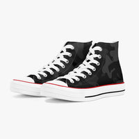 Black Camo High-Top Canvas Shoes - White Sole