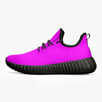 Neon Pink Mesh Knit Sneakers - White/Black Sole