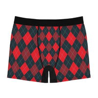 Red Argyle Men's Boxer Briefs