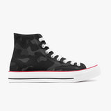 Black Camo High-Top Canvas Shoes - White Sole