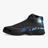 Black Sole High-Top Leather Basketball Sneakers (Black with Blue Camo)