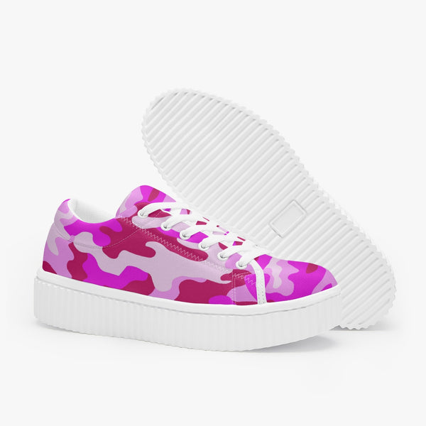 Pink Camo Women’s Low Top Platform Sneakers