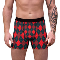 Red Argyle Men's Boxer Briefs