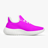 Neon Pink Mesh Knit Sneakers - White/Black Sole